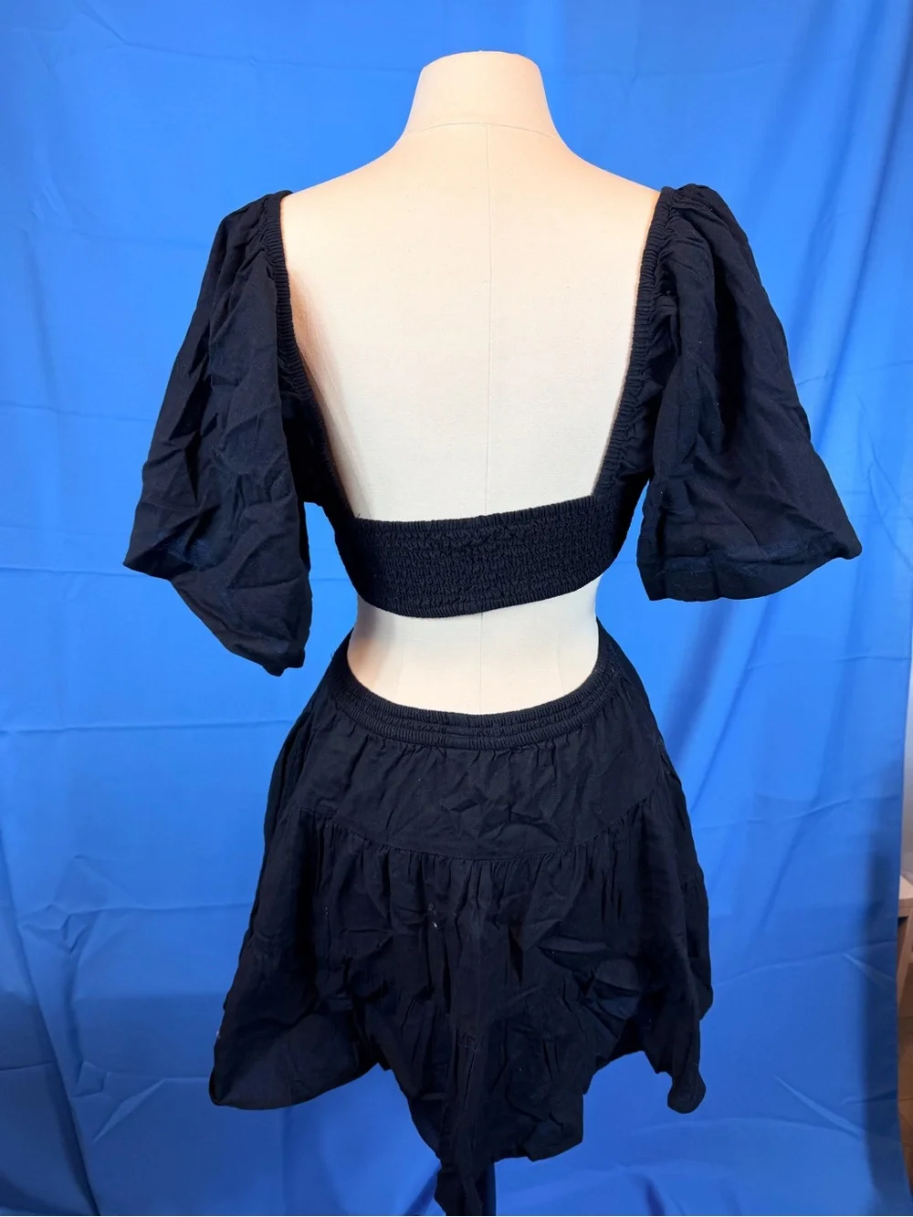 Free People Cross of Sunlight Black Cutout Mini Dress